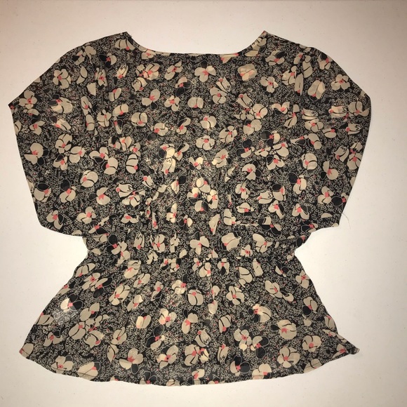 LILY ROSE Peplum Chiffon 3/4 sleeve top - Picture 7 of 8